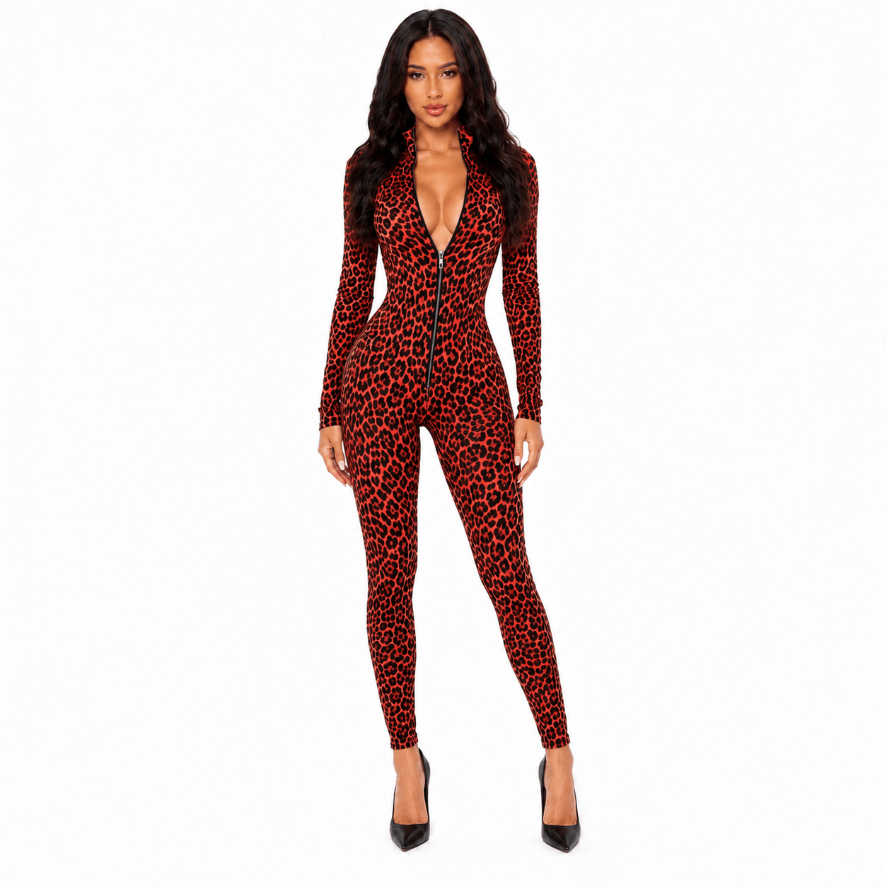 Midnight Zip Jumpsuit (Leopard Edition)