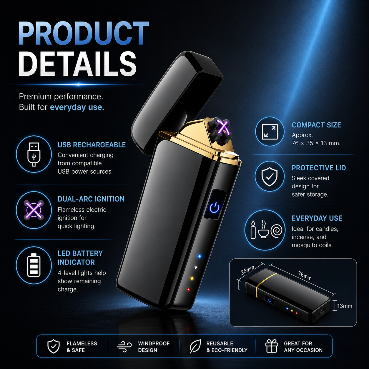 Dual-Arc Electric Lighter