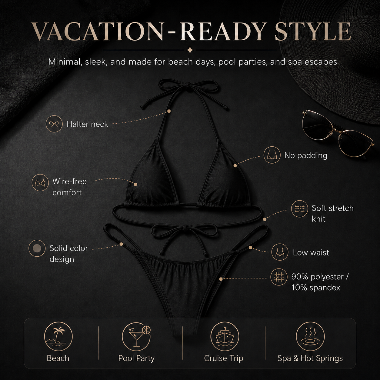 Halter-Neck Micro Bikini (Non-Padded)