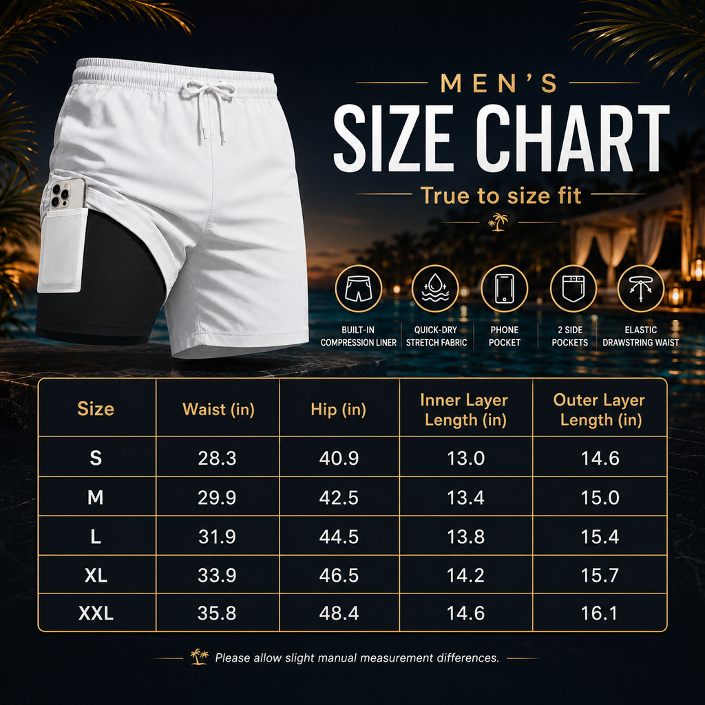 2-in-1 Quick-Dry Swim Trunks