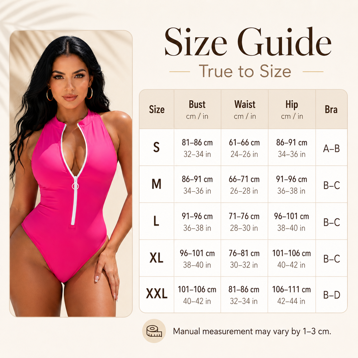 One Piece Zipper Swimsuit