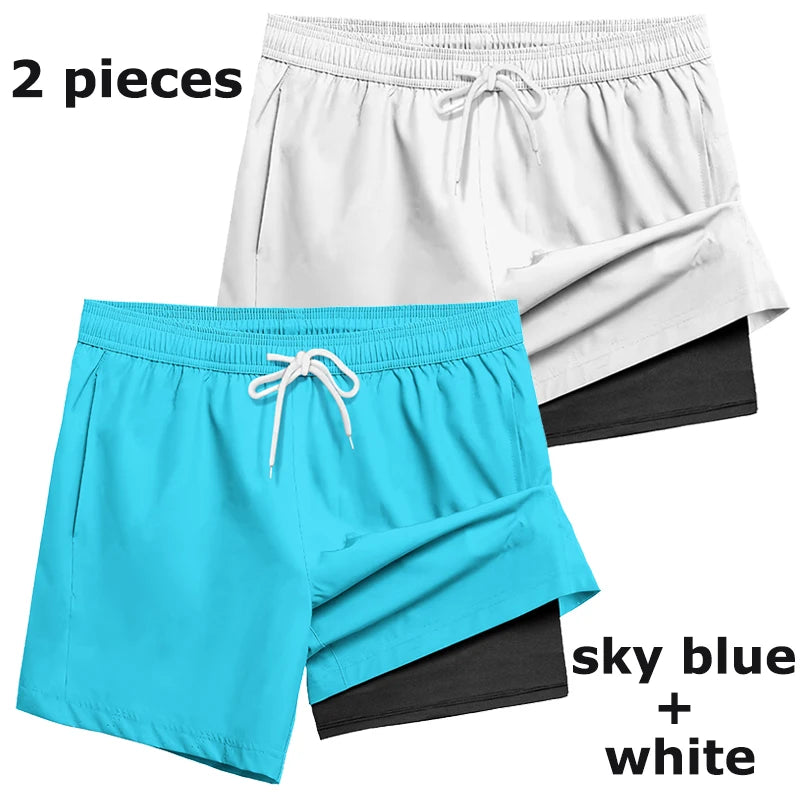 2-in-1 Quick-Dry Swim Trunks