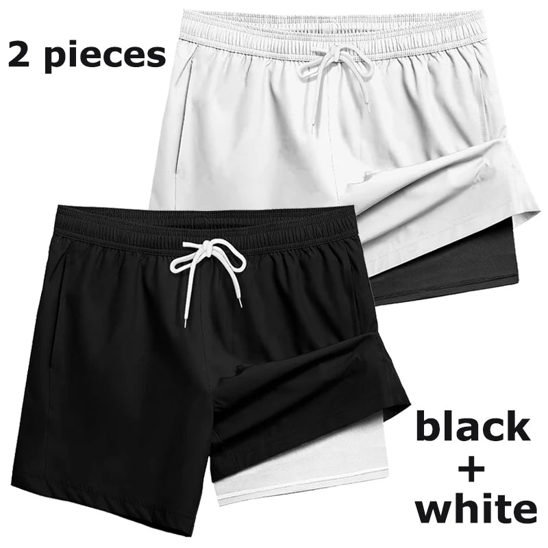 2-in-1 Quick-Dry Swim Trunks