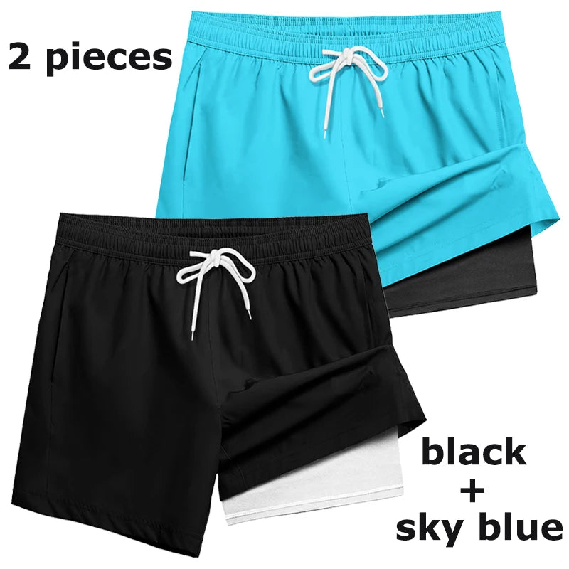 2-in-1 Quick-Dry Swim Trunks