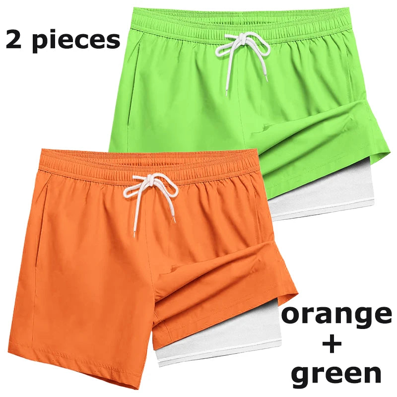 2-in-1 Quick-Dry Swim Trunks
