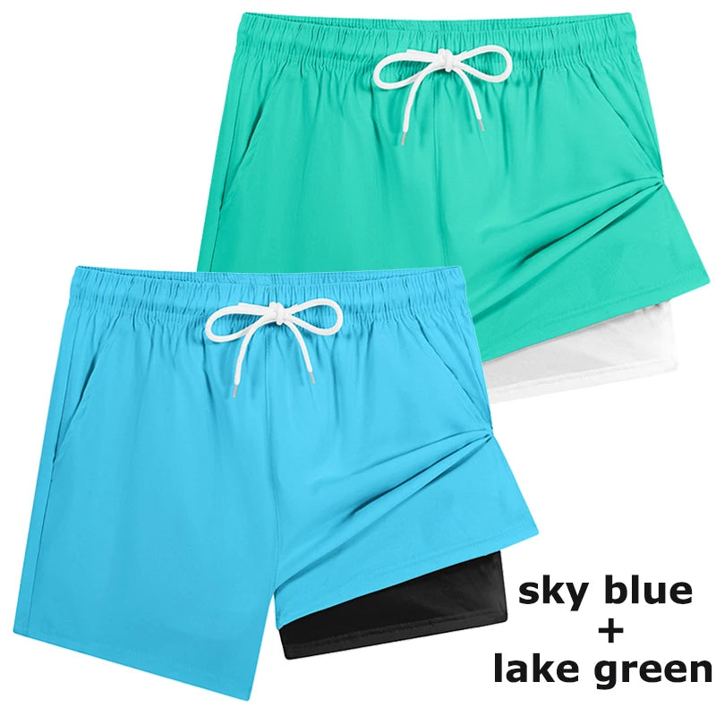 2-in-1 Quick-Dry Swim Trunks