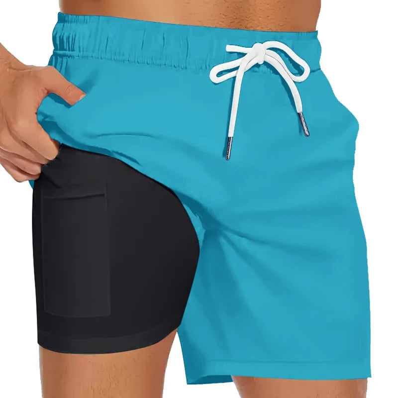 2-in-1 Quick-Dry Swim Trunks