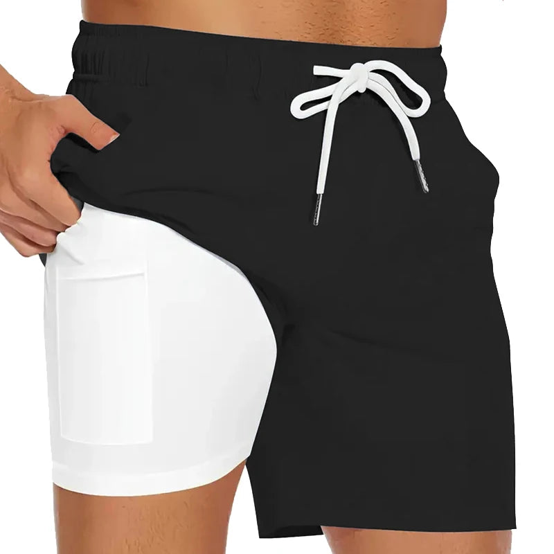 2-in-1 Quick-Dry Swim Trunks