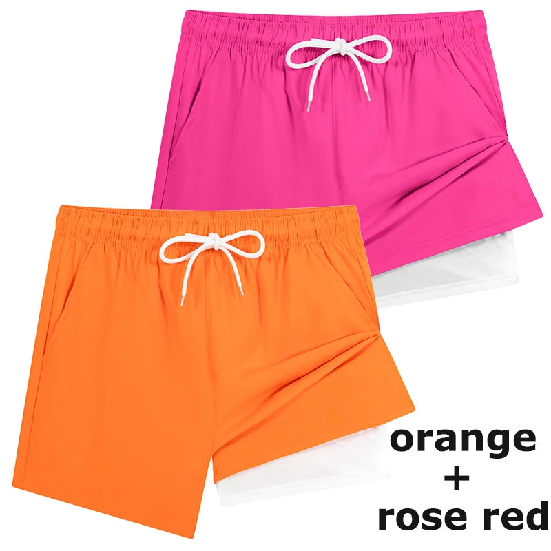 2-in-1 Quick-Dry Swim Trunks