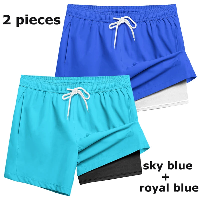 2-in-1 Quick-Dry Swim Trunks